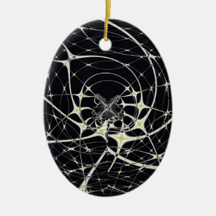 Abstract Art Golden Spiderweb Ceramic Ornament