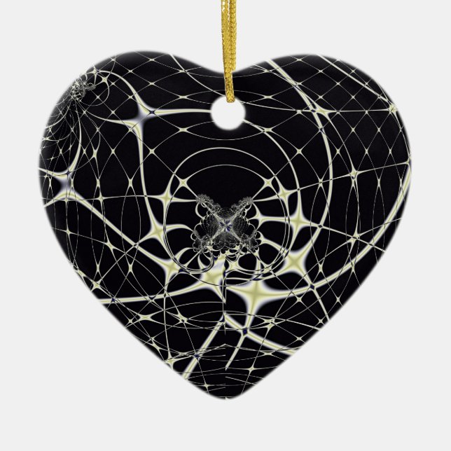 Abstract Art Golden Spiderweb Ceramic Ornament (Front)