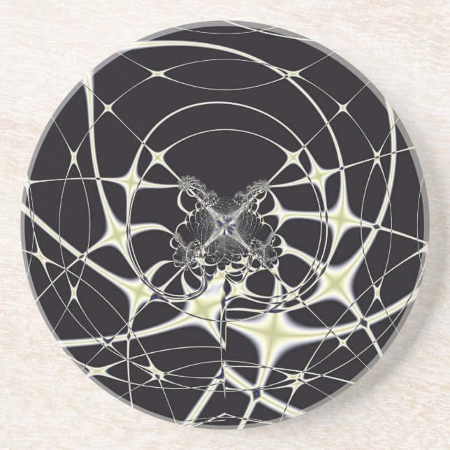 Abstract Art Golden Spiderweb Coaster (Front)