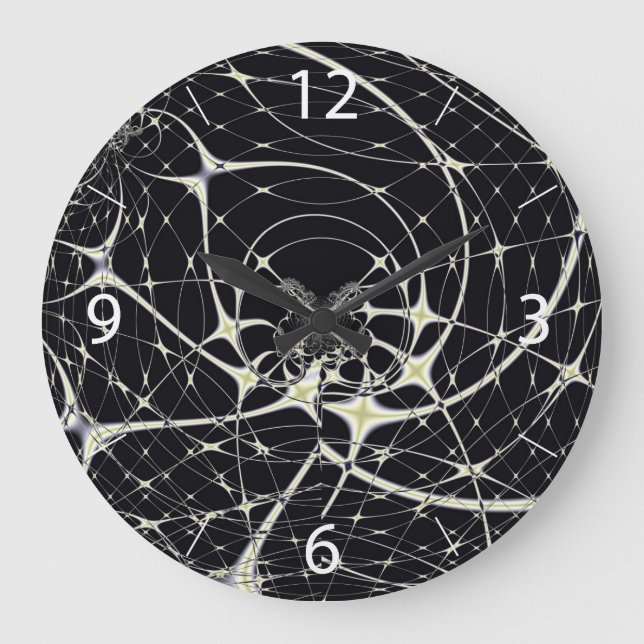 Abstract Art Golden Spiderweb Large Clock (Front)
