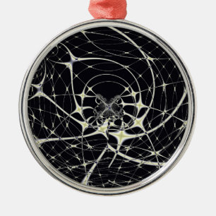 Abstract Art Golden Spiderweb Metal Ornament