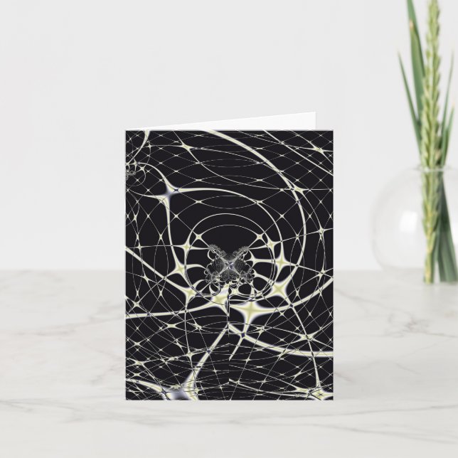 Abstract Art Golden Spiderweb Note Card (Front)