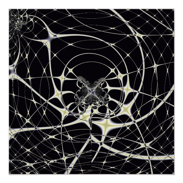 Abstract Art Golden Spiderweb Poster (Front)