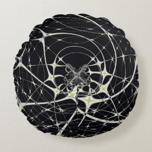 Abstract Art Golden Spiderweb Round Pillow