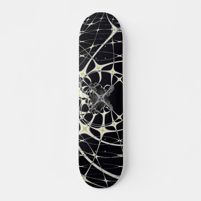 Abstract Art Golden Spiderweb Skateboard (Front)