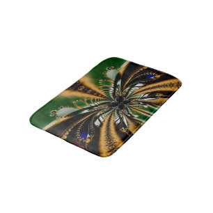 Abstract Art  Green And Brown Pattern Bath Mat
