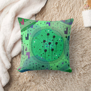 Abstract Art: Green Kiwi Fruit Throw Pillow