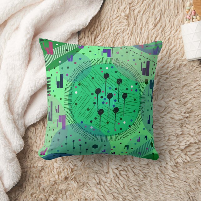Abstract Art: Green Kiwi Fruit Throw Pillow (Blanket)