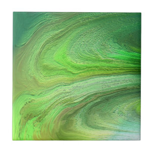 Abstract Art Green Metallic Paint Tile