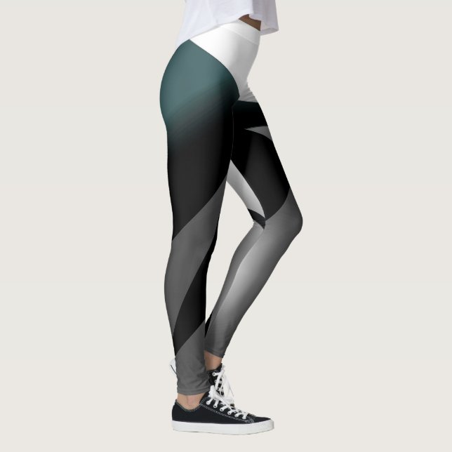 Abstract Art Grey Black White Leggings (Right)