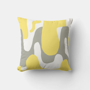 Abstract Art Grey White Yellow Pastel Throw Pillow
