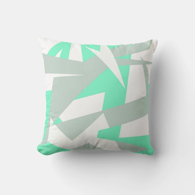 Abstract Art Grey WhiteTurquoise Pastel Throw Pillow (Front)