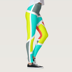 Abstract Art Grey Yellow Coral Minimalism Leggings