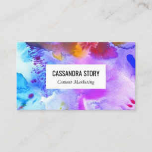 Abstract art hand painted watercolor splashes business card
