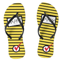 Abstract Art Happy Check Tick Bee Flip Flops
