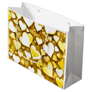 Abstract Art Hearts in Yellow Gold Gift Large Gift Bag