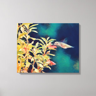 Abstract Art Hummingbird Floral Canvas Art Print