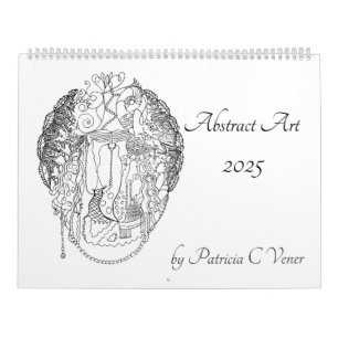Abstract Art in Black and White Customizable Year Calendar
