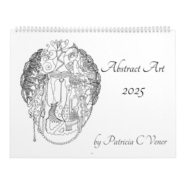 Abstract Art in Black and White Customizable Year Calendar (Cover)