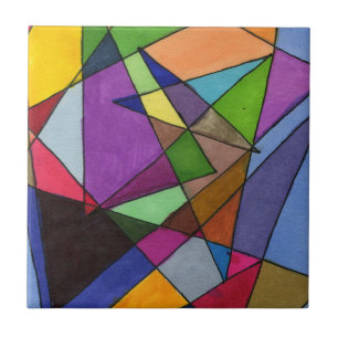 Abstract art in mostly acute angles vivid colours tile
