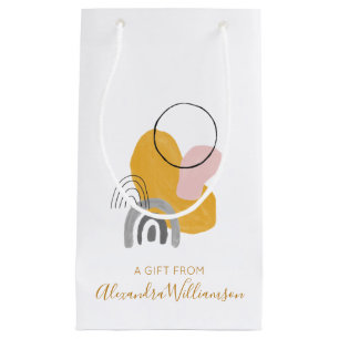 Abstract Art in Yellow Personalized A Gift From   Small Gift Bag