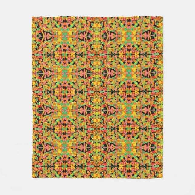 abstract art Indian style pattern multicolor Fleece Blanket (Front)