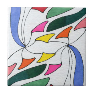 Abstract art inspired by whirl a gig bright colour tile