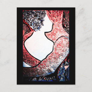 Abstract Art Interracial couple in loving embrace Postcard