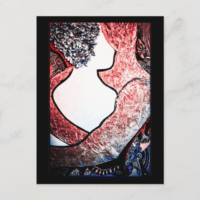 Abstract Art Interracial couple in loving embrace Postcard (Front)