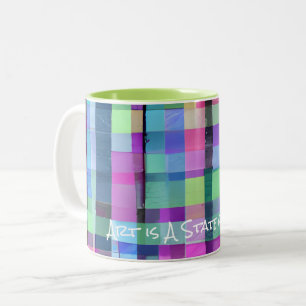 Abstract ART IS A STATE OF MIND Colourful Artist Two-Tone Coffee Mug