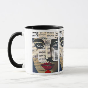 Abstract Art   Lady's Face Digital Text Art Mug