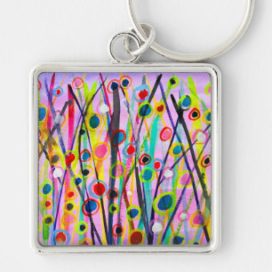 abstract art landscape colourful watercolor keychain
