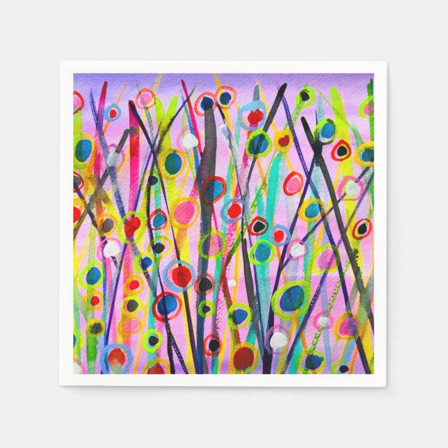 abstract art landscape colourful watercolor napkin (Front)