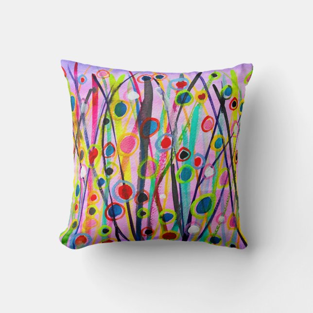abstract art landscape colourful watercolor throw pillow (Front)
