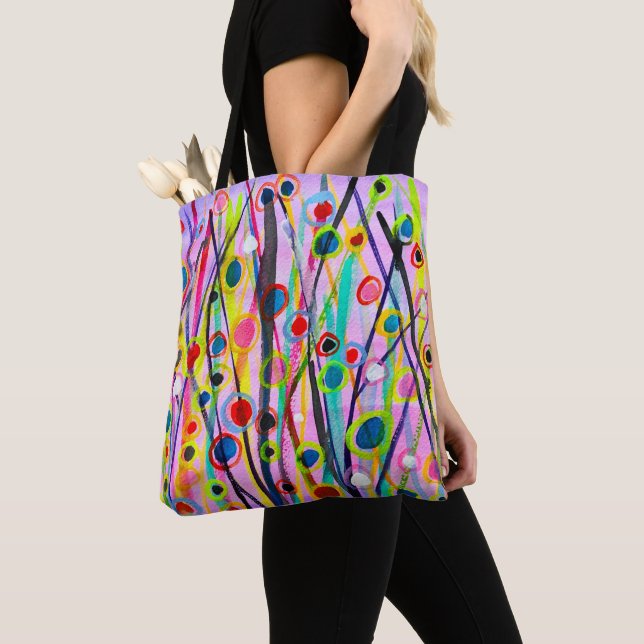 abstract art landscape colourful watercolor tote bag (Close Up)