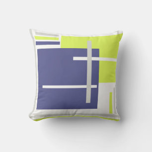 Abstract Art Lavender Blue Grey Yellow Pastel Throw Pillow