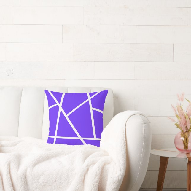 Abstract Art Lavender Blue Purple White Minimalism Throw Pillow (Couch)