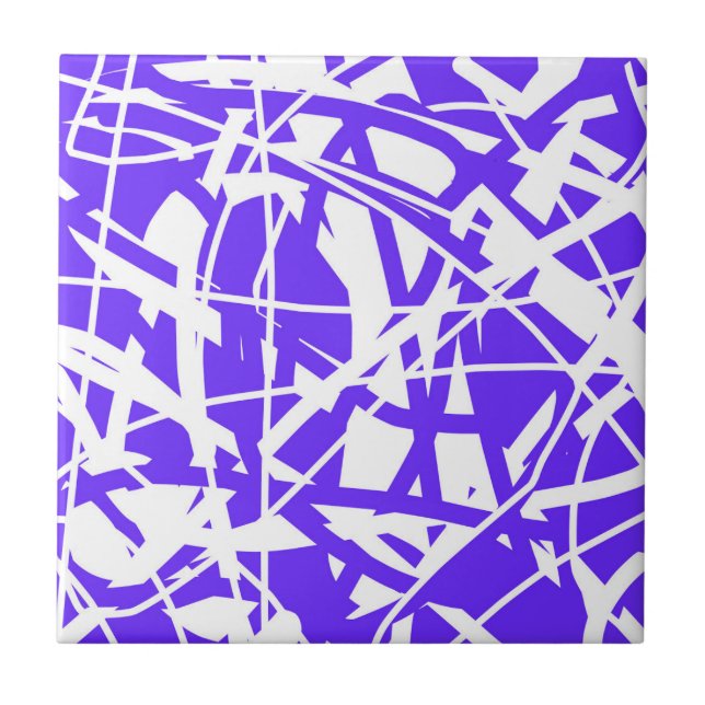 Abstract Art Lavender Blue Purple White Minimalism Tile (Front)