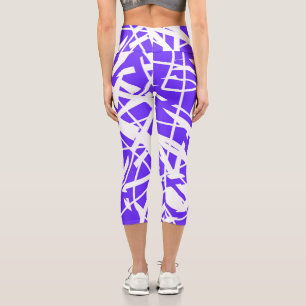 Abstract Art Lavender Blue White Minimalism Capri Leggings