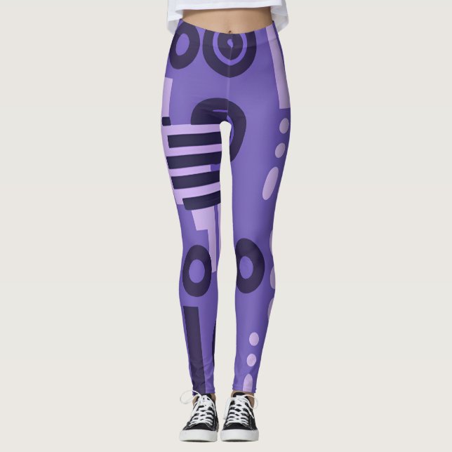 Abstract Art Leggings in Shades of Purple (Front)