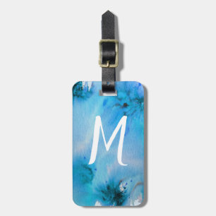 Abstract art luggage tag: customized blue green tag