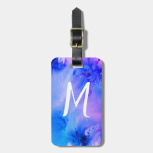 Abstract art luggage tag: customized blue purple luggage tag