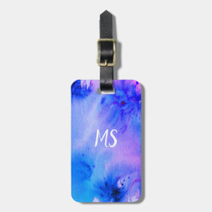 Abstract art luggage tag: customized blue purple tag