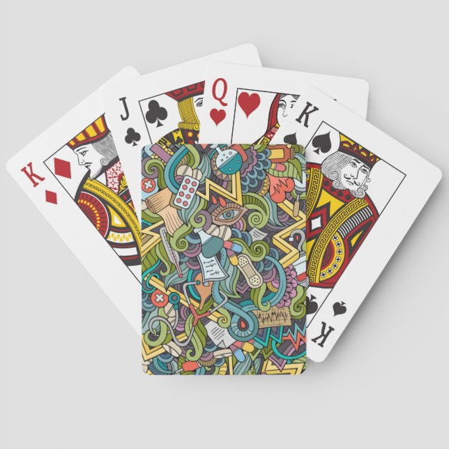 Abstract Art Medical Icon Pattern Playing Cards (Back)