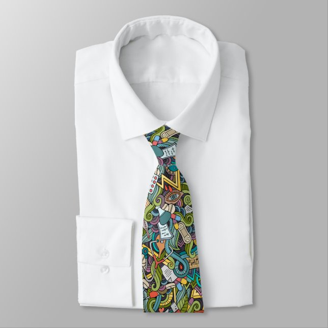 Abstract Art Medical Icon Pattern Tie (Tied)