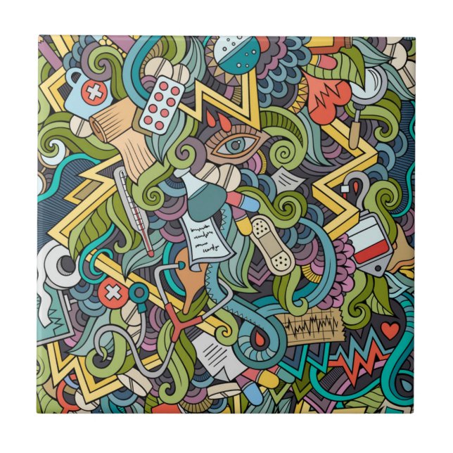 Abstract Art Medical Icon Pattern Tile (Front)