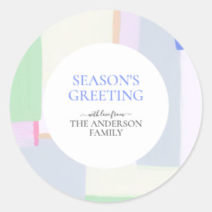 Abstract Art Merry Christmas Holiday Gift Classic Round Sticker
