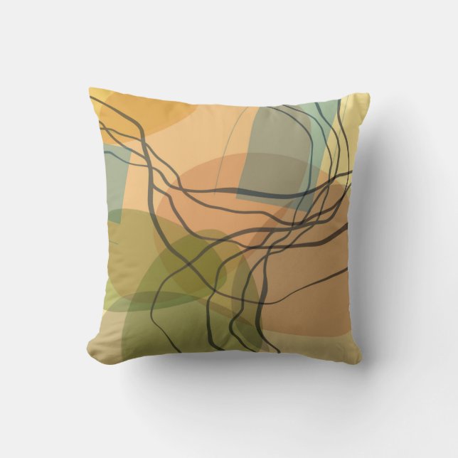  abstract art mid century style warm colours  throw pillow (Front)