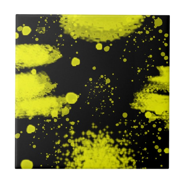Abstract Art Minimalism Black Yellow Tile (Front)