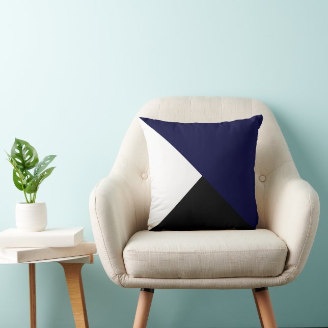 Abstract Art Minimalism Blue Black White Throw Pillow (Chair)